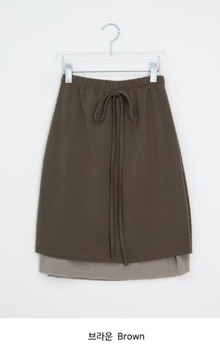 Haya Embossed Floral Layered Banding Midi Skirt