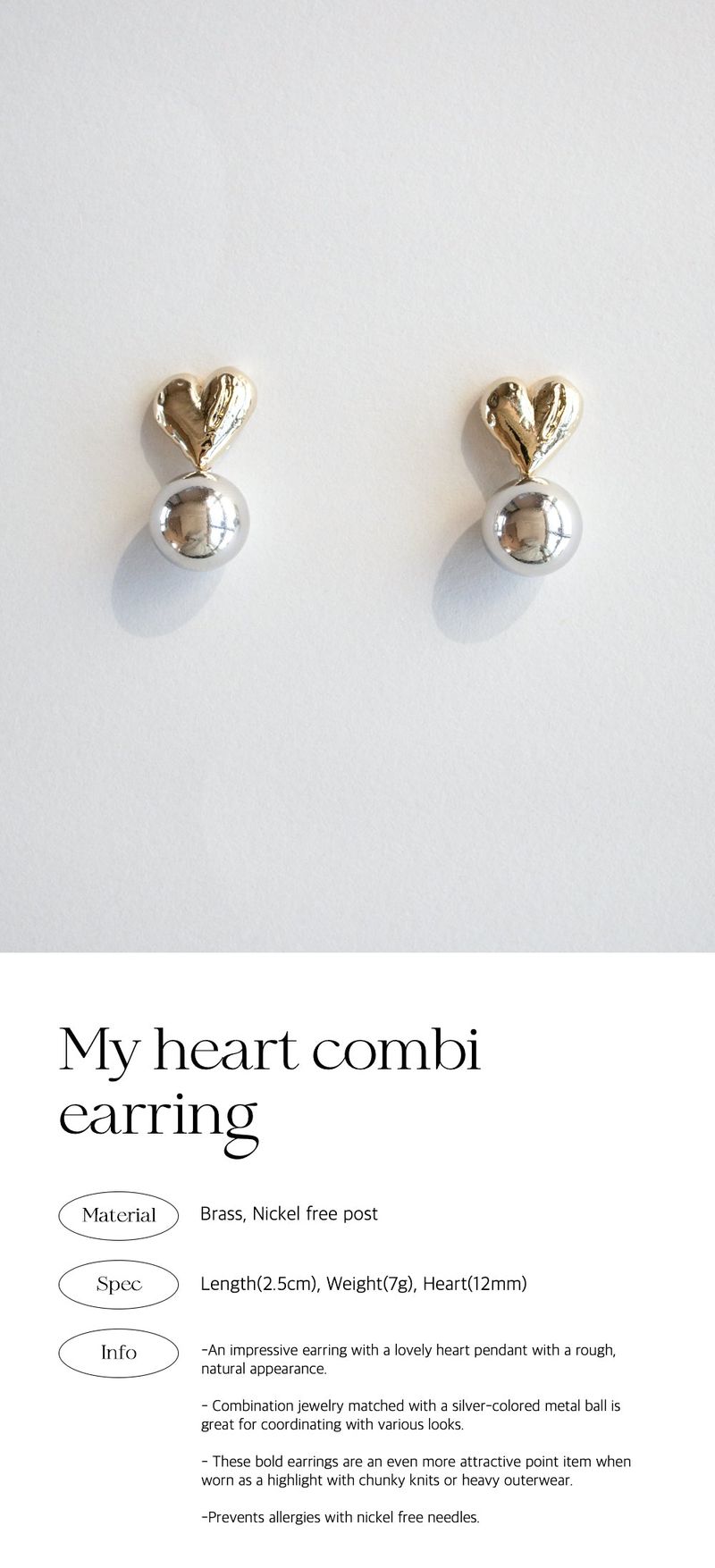 My heart combi earring
