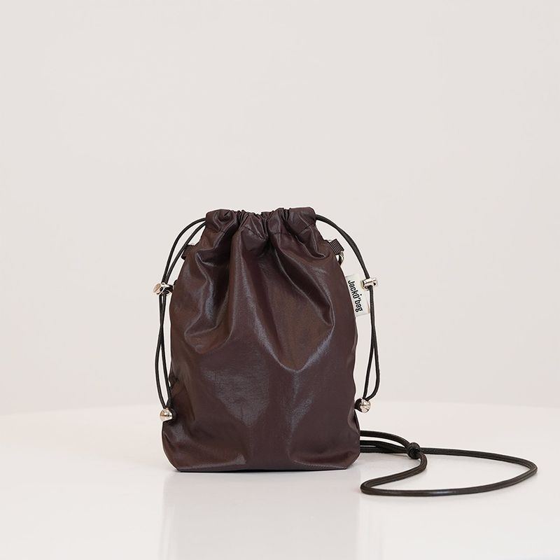 Glazed mini bag - BROWN