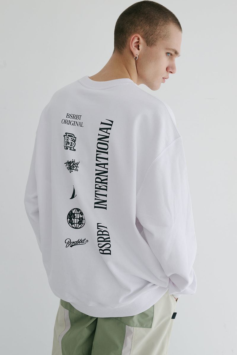 BSR2223FWPO073 MULTI LOGO CREWNECK WHITE