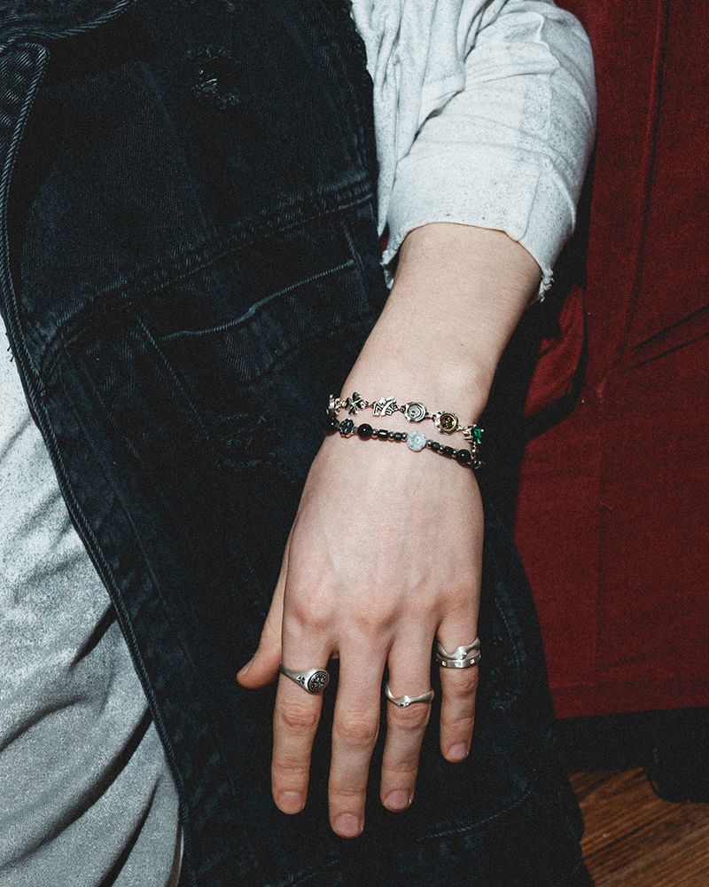 Clover smile cubic bracelet (925 silver)