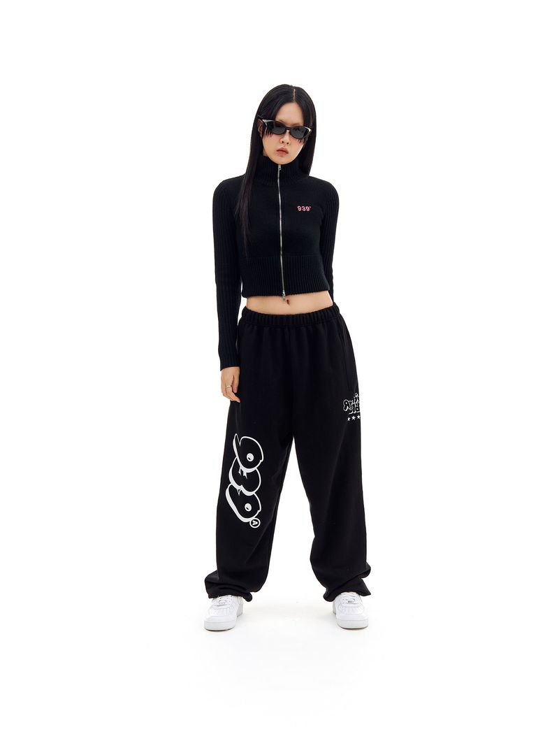 KNIT ZIP-UP CARDIGAN (BLACK)