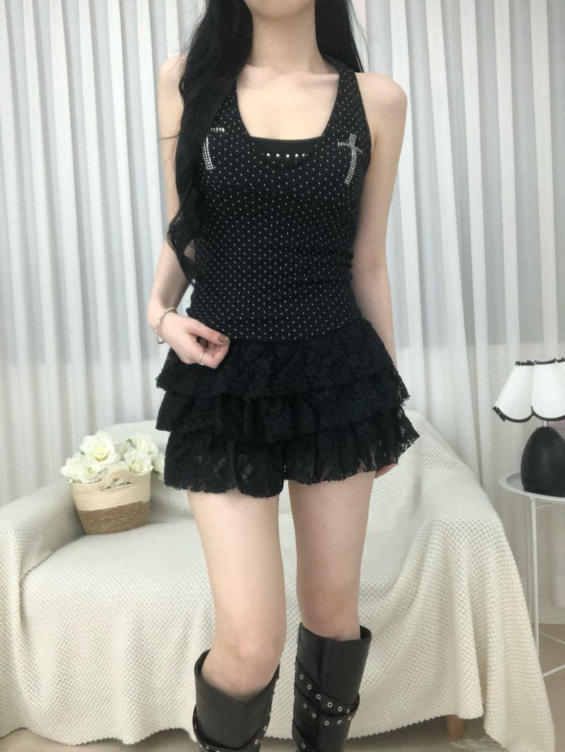 Cubic Cross Dot Halter Top