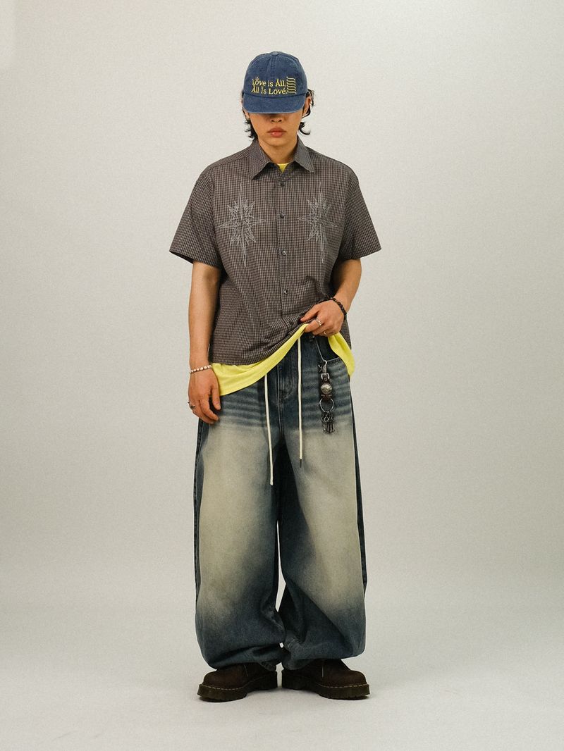 RE STAR Check Crop Shirts