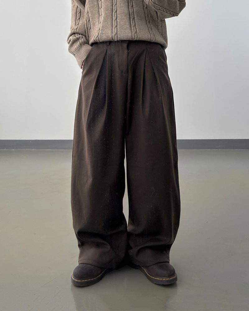 Tia Double-Pleat Wide Slacks