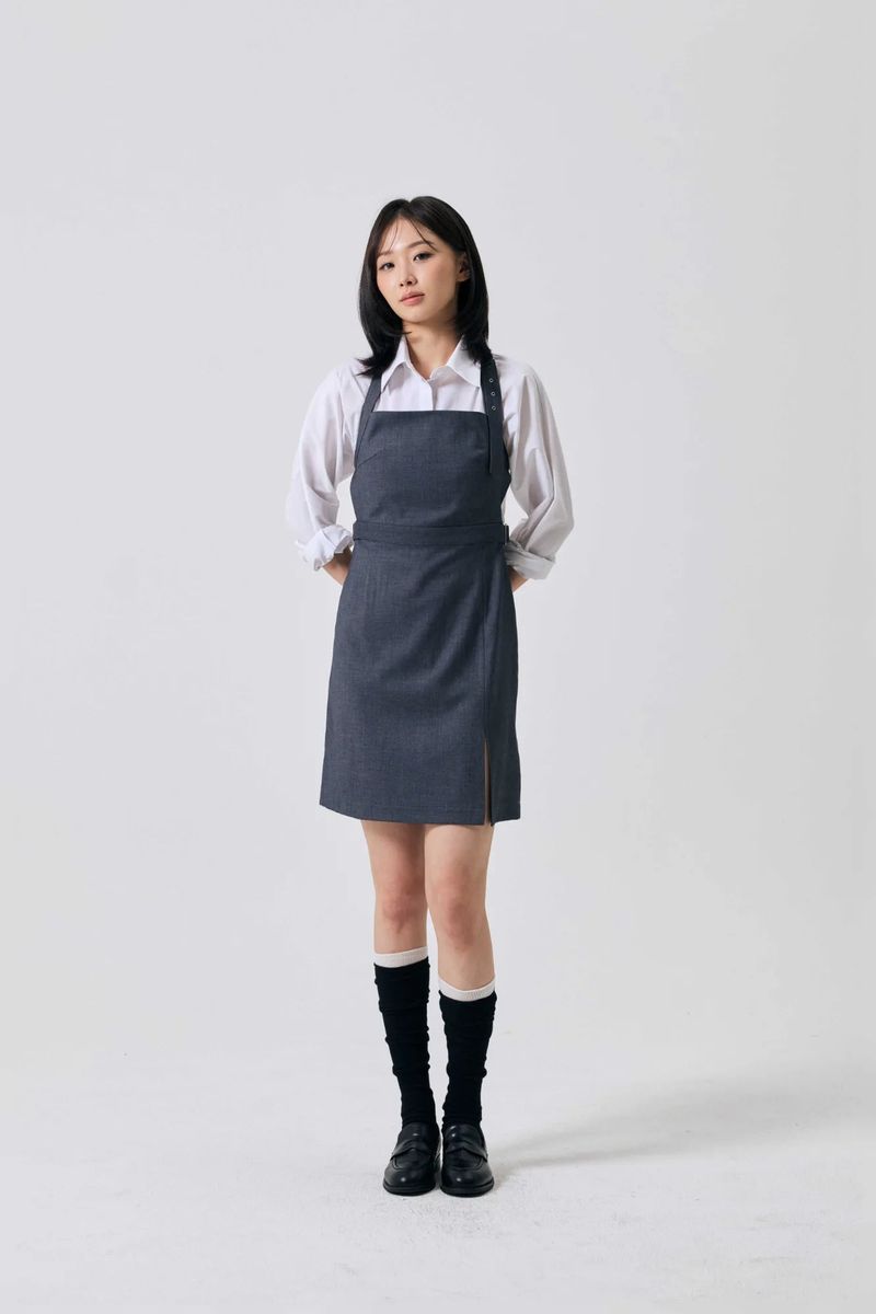 ASTRAL BUCKLE MINI DRESS / CHARCOAL
