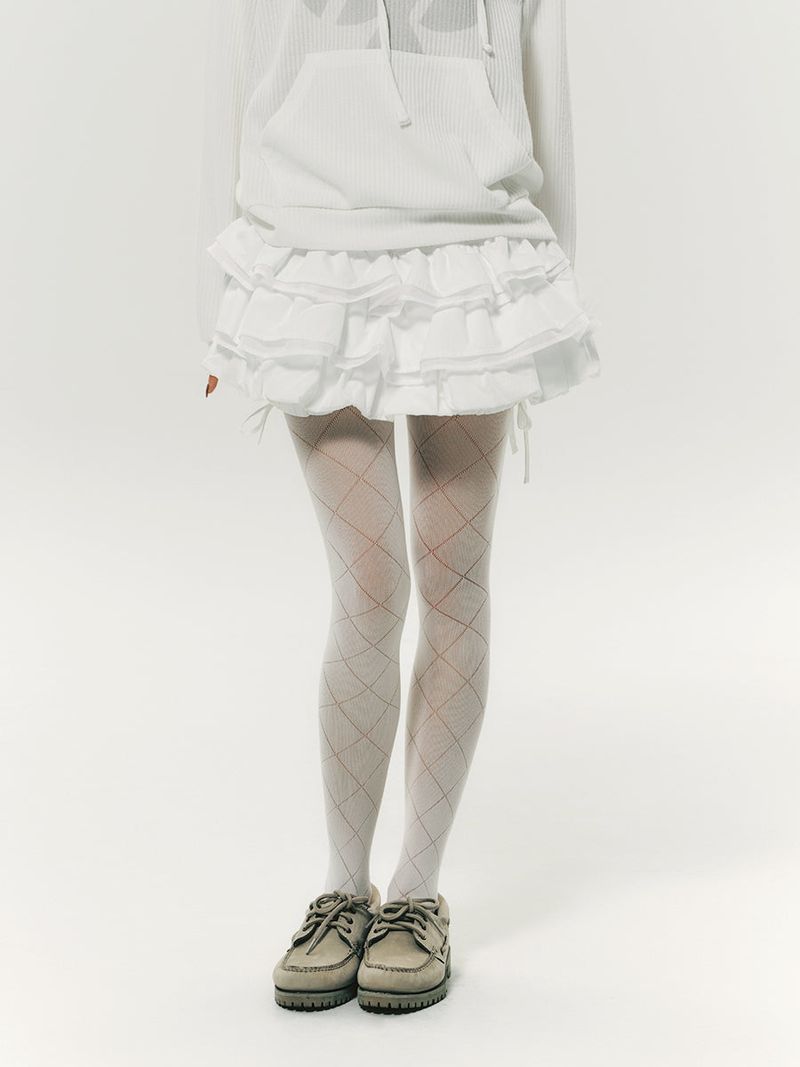 BALLOON FRILL SKIRTPANTS WHITE