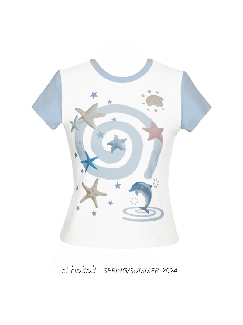 "Starfish Swirl"prints T-shirt