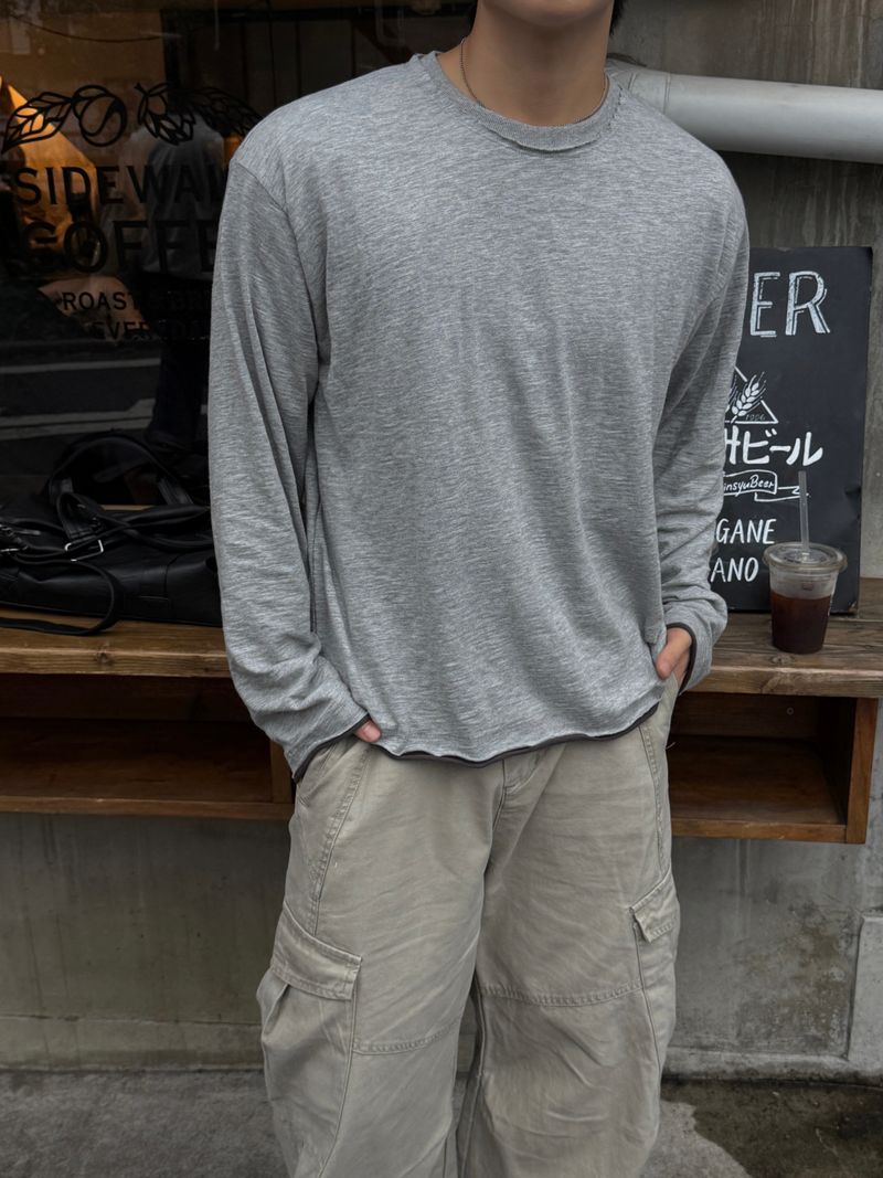 マティ スラブ カット ロングスリーブ Tシャツ