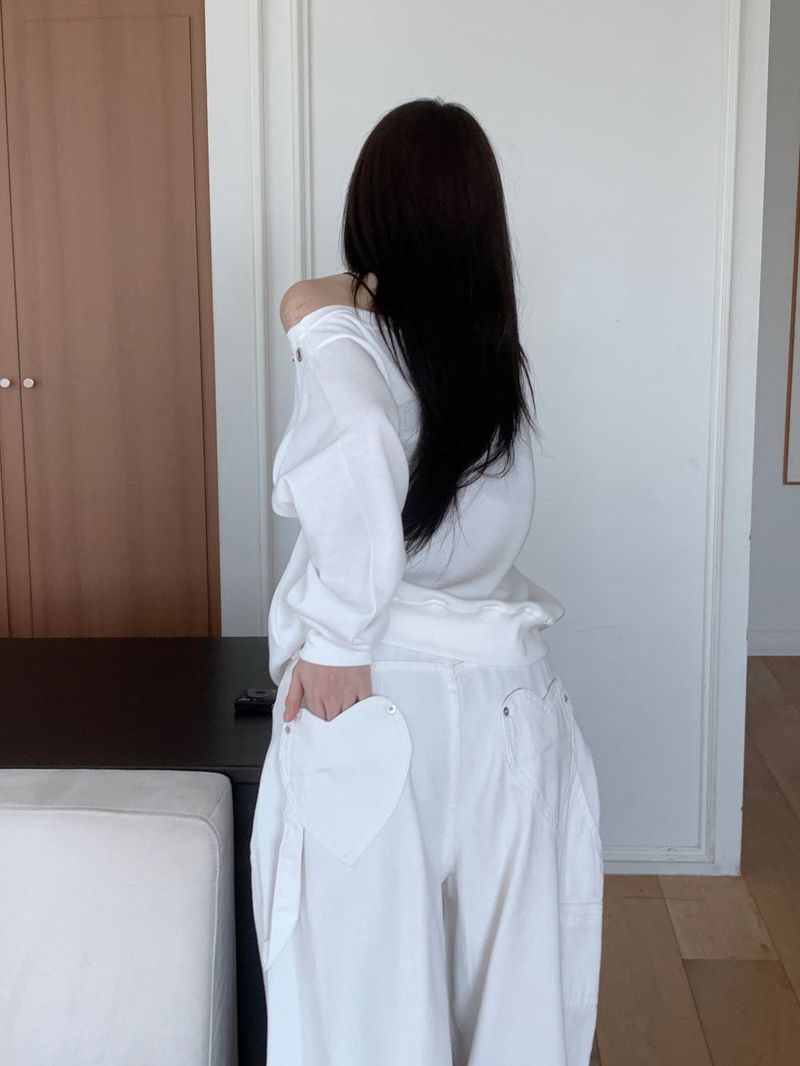 Luri Back Heart Pocket Carpenter Wide Pants 