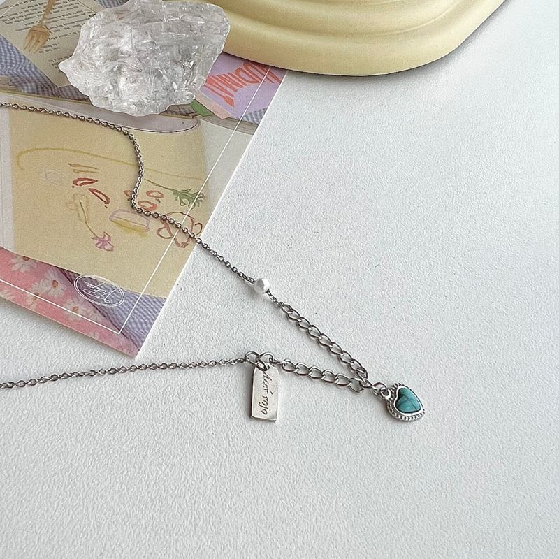 step turquoise gemstone color heart resort necklace