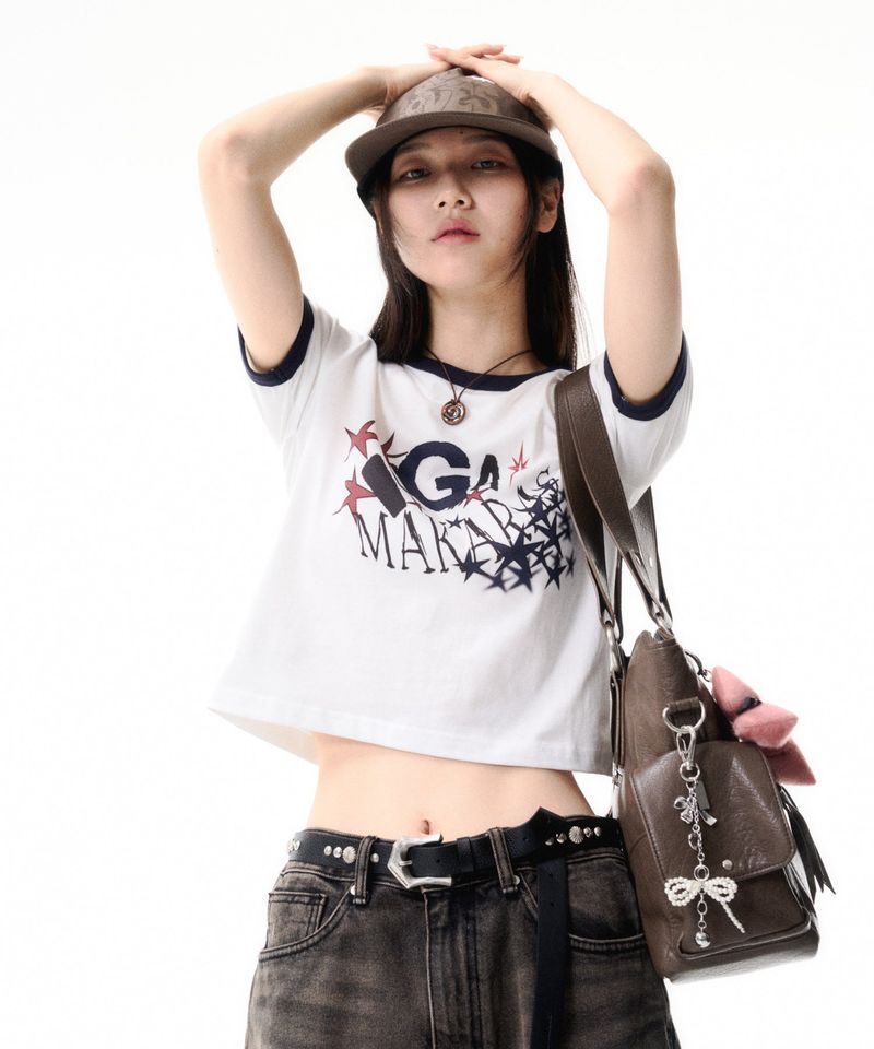 Studded Leather Shoulder Bag (Brown)