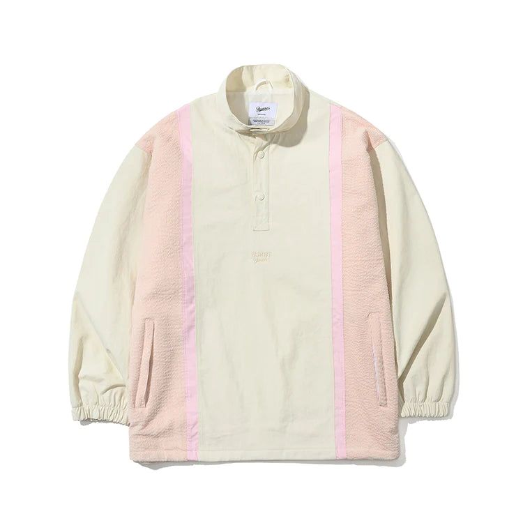 COMFORTABLE PULLOVER SNAP JACKET IVORY/PINK
