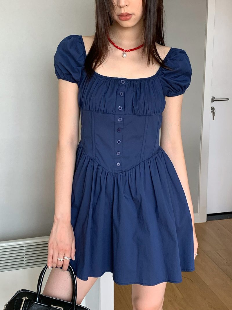 Palace Square Neck Puff Flared Dress