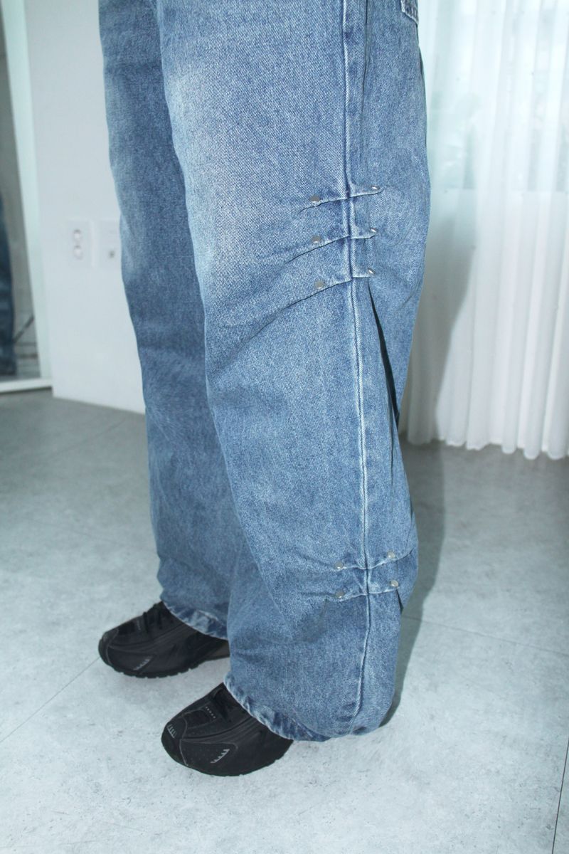 Stud Side Pintuck Wide Pants (2colors)