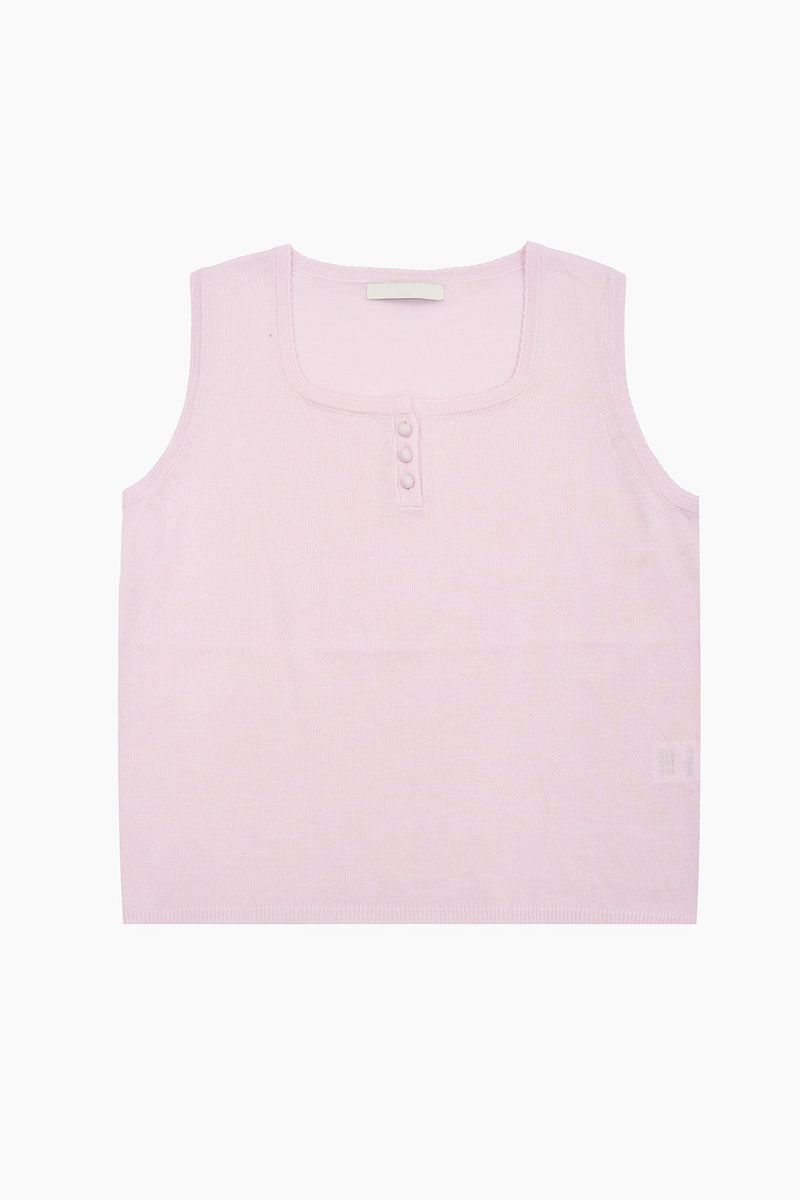 Silk button sleeveless knit top