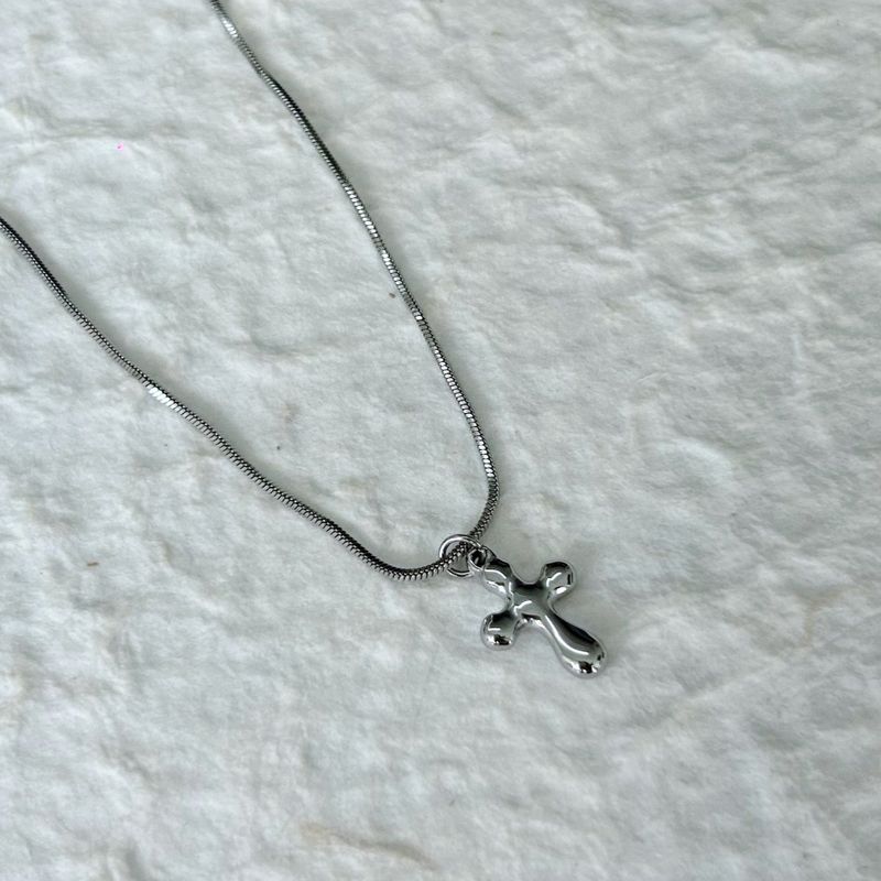 Liquid Silver Cross Necklace