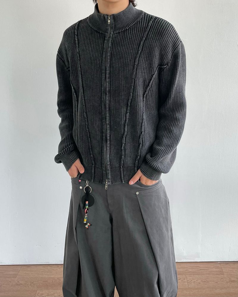 IDF（アイディーエフ）の「Curve Pigment Knit Zip-Up（Tops）」