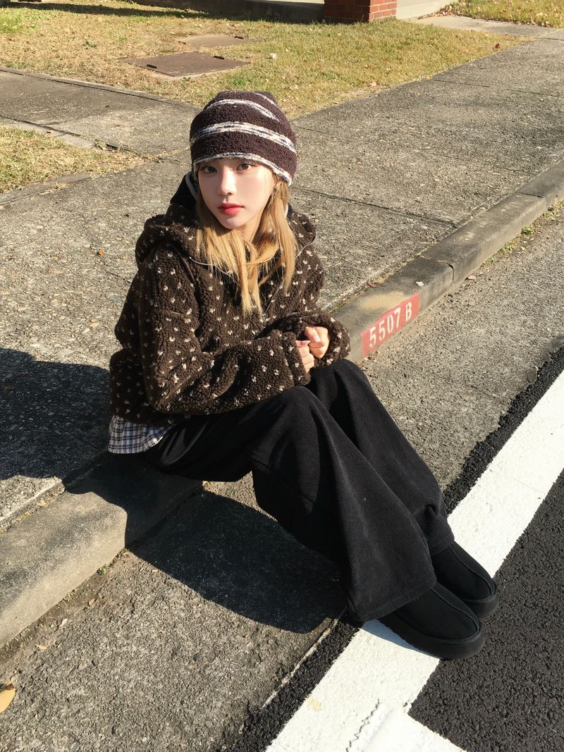 Down Lining Corduroy Wide Pants