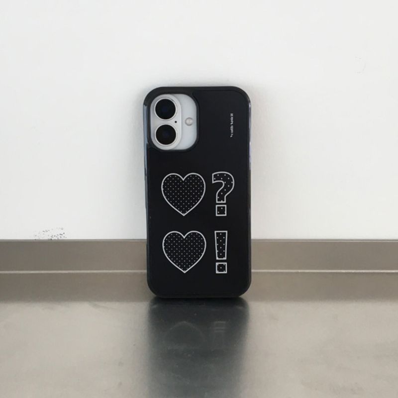 Polka Dot Heart Black Epoxy Bumper Case