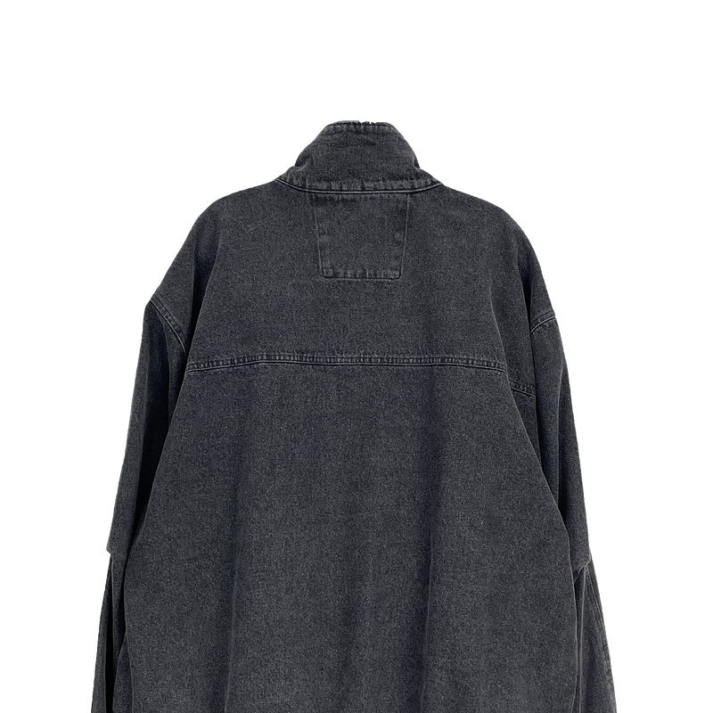 denim curved pocket jumper