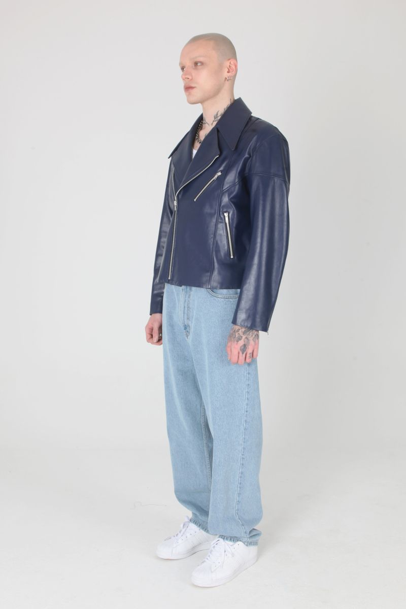 Midnight Blue Lamb Skin Rider Jacket