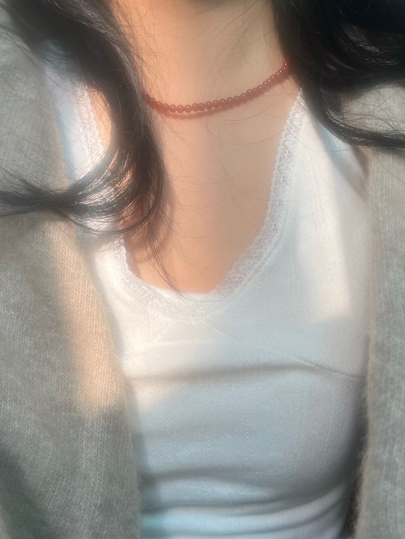 4mm Red onyx necklace