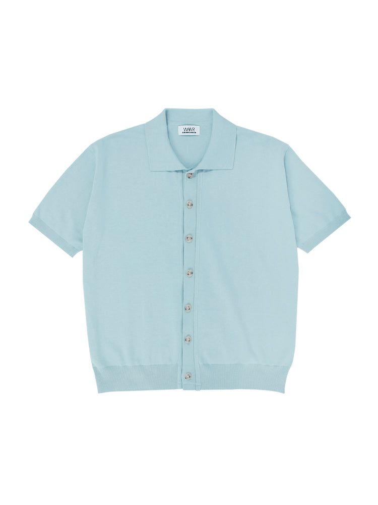 T1015 OPEN SHORT-SLEEVED KNIT_SKYBLUE