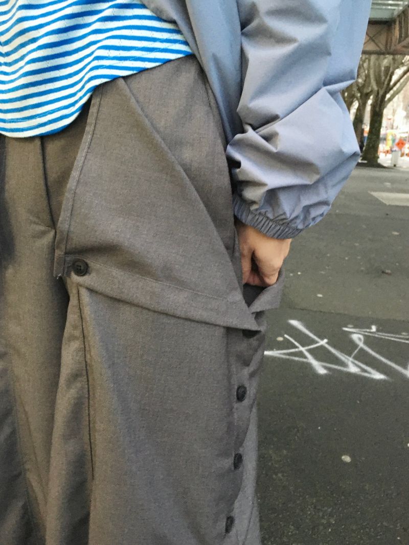 フレアボタンワイドバミューダパンツ (3c)