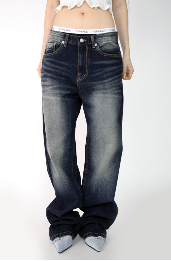 (UNISEX)fall blue denim pants