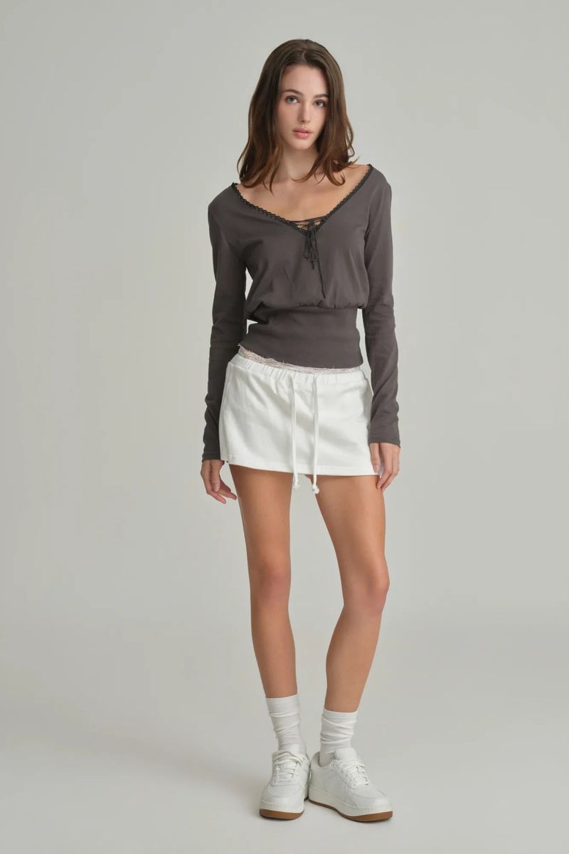 Hazel eyelet top, Charcoal
