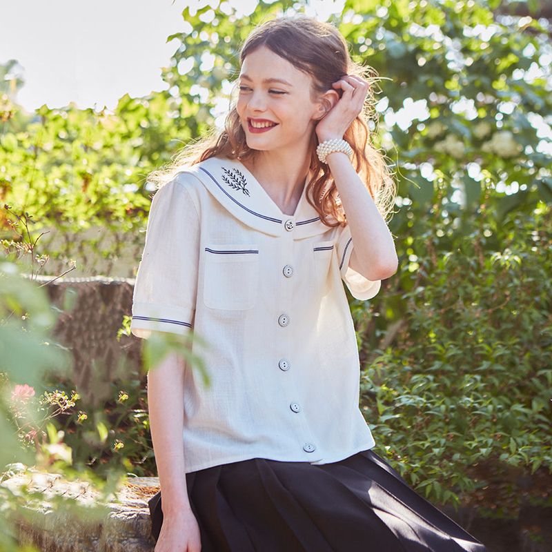 VITALSIGN(バイタルサイン)の「Pocket Sailor Embroidered Blouse (IVORY)(Tops)」