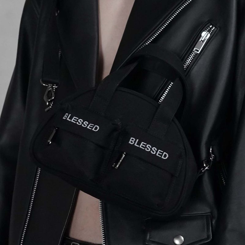 BLESSED BULLET(ブレスドブレット)の「HALF MOON SHOULDER HAND BAG_SMALL-Canvas Black grey(Bags)」