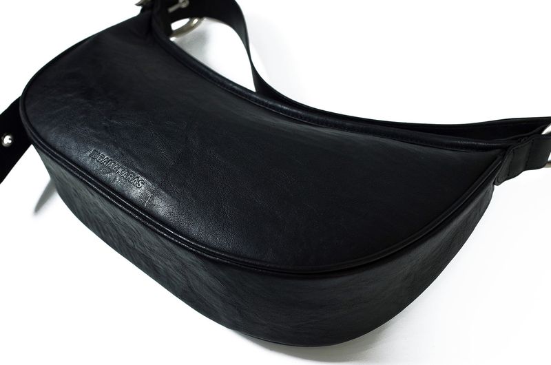 H-Buckle Soft Leather Hobo Bag (black)