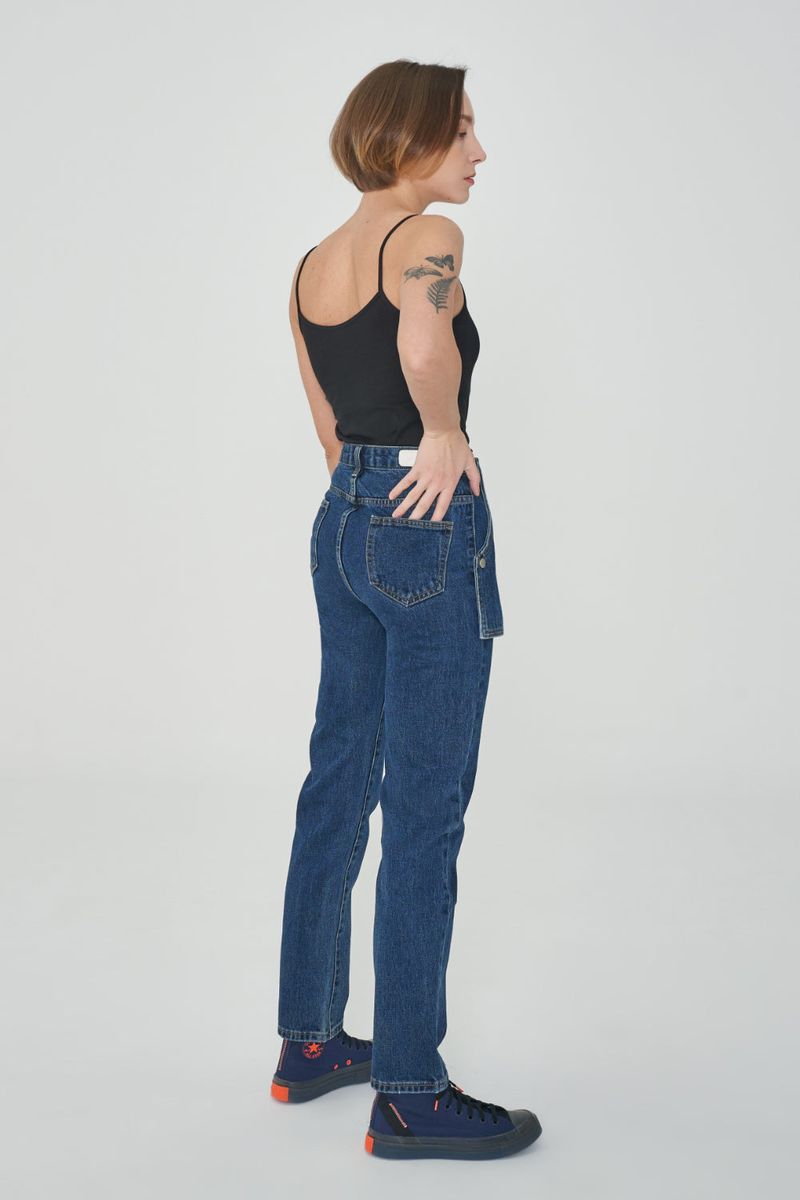 STRAIGHT FIT SNAP POCKET DENIM PANTS [6888]