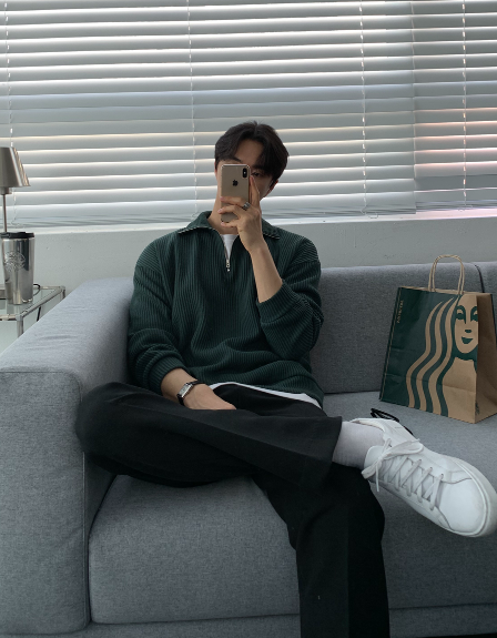 Hendes Daily Ribbed Semi-Zip Up Knit