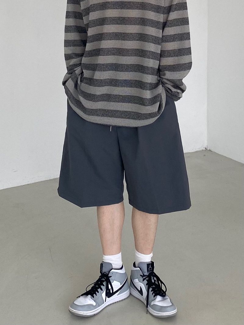 Nylon wide banding half pants 2C