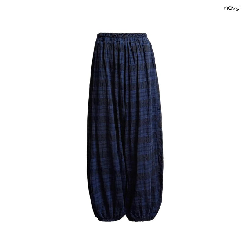 (2color) Tartan Check Wrinkle Harem Pants
