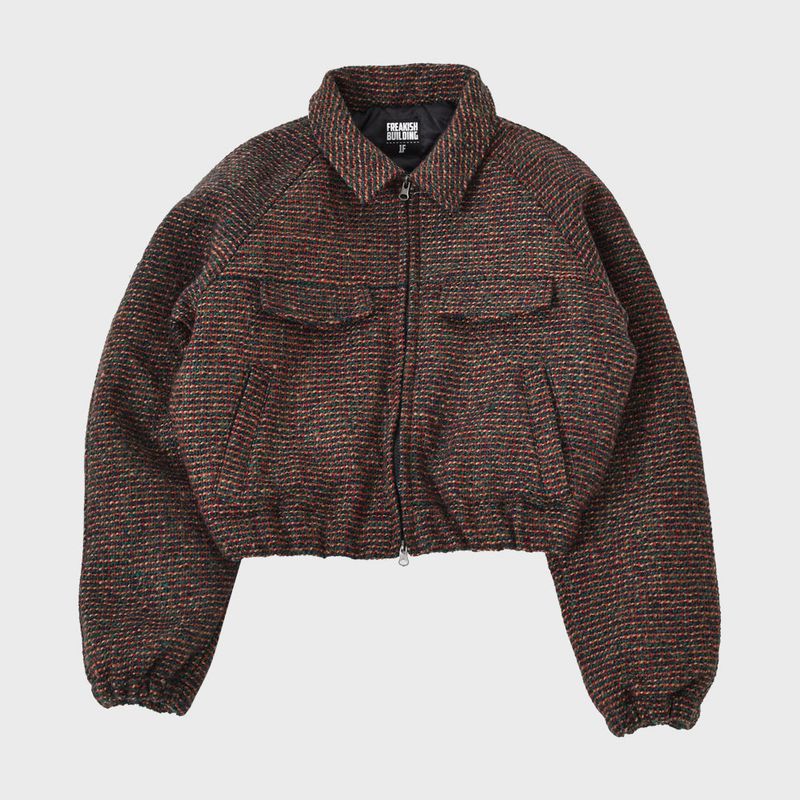 AVRIL TWEED TRUCKER JACKET (GREEN)