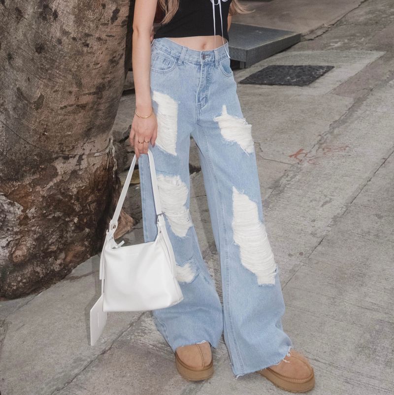XOXO Wide Leg Ripped Jeans - 2 colours