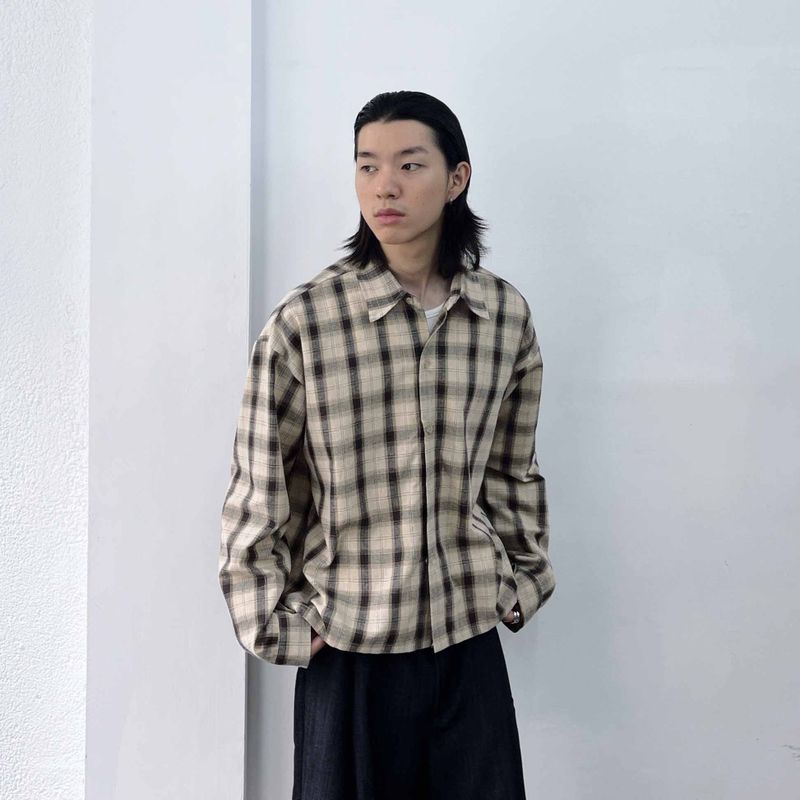 Retro Cropped Plaid Shirt