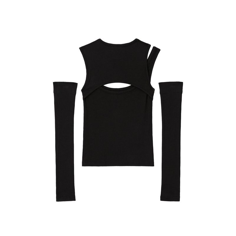 0 5 cut out warmer top - BLACK