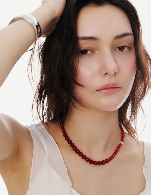 hyeres lor(イエール・ロール)の「26SS★ H Edition (W) Red Jade Gradation Beaded Necklace(Accessories)」