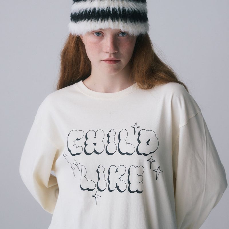 CHILDLIKE PRINTED LONG SLEEVE, IVORY