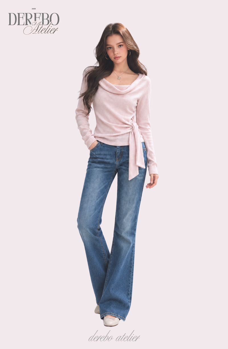 Flow Pink Shirring Wrap Knit Top
