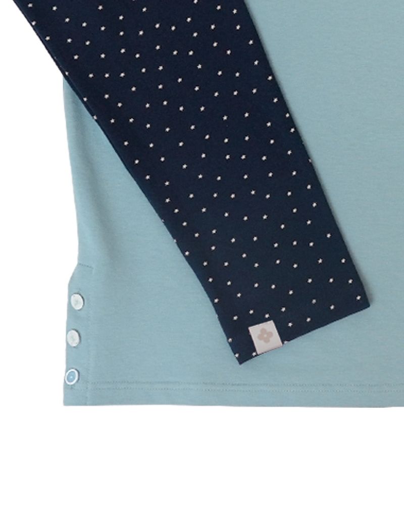 patched raglen t-shirts / sky