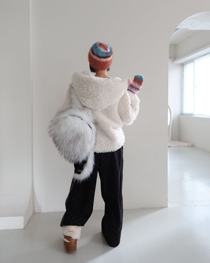 Raccoon Fake Fur Backpack