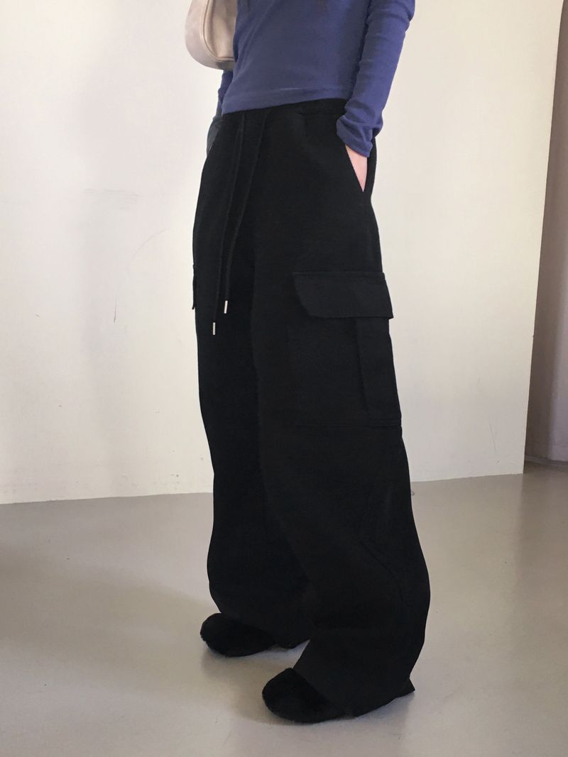 ポケットコットンバンディングロングワイドカーゴパンツ