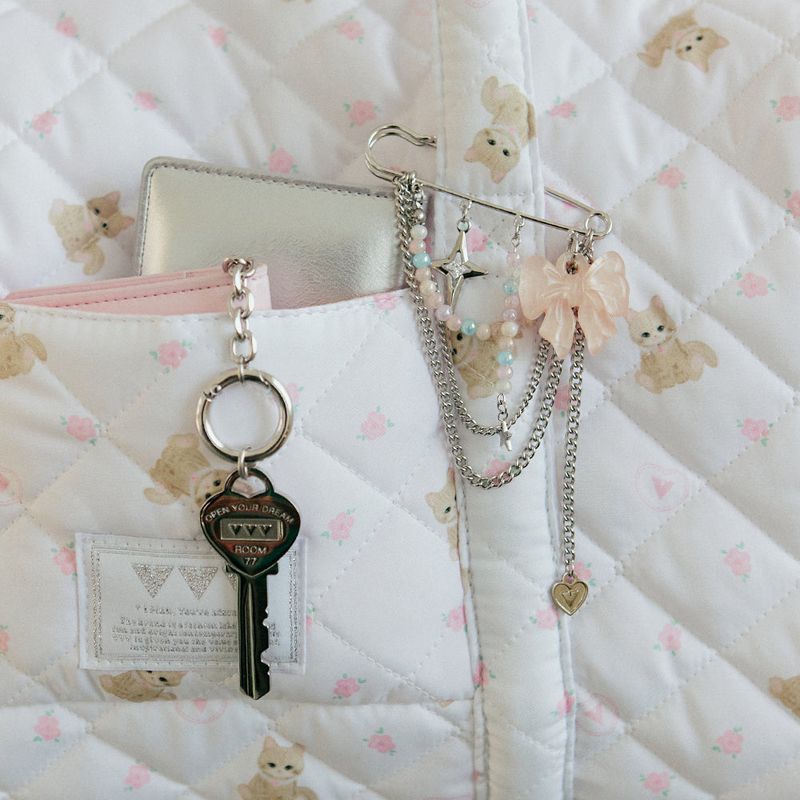 Princess Ribbon Safety Pin Keyring