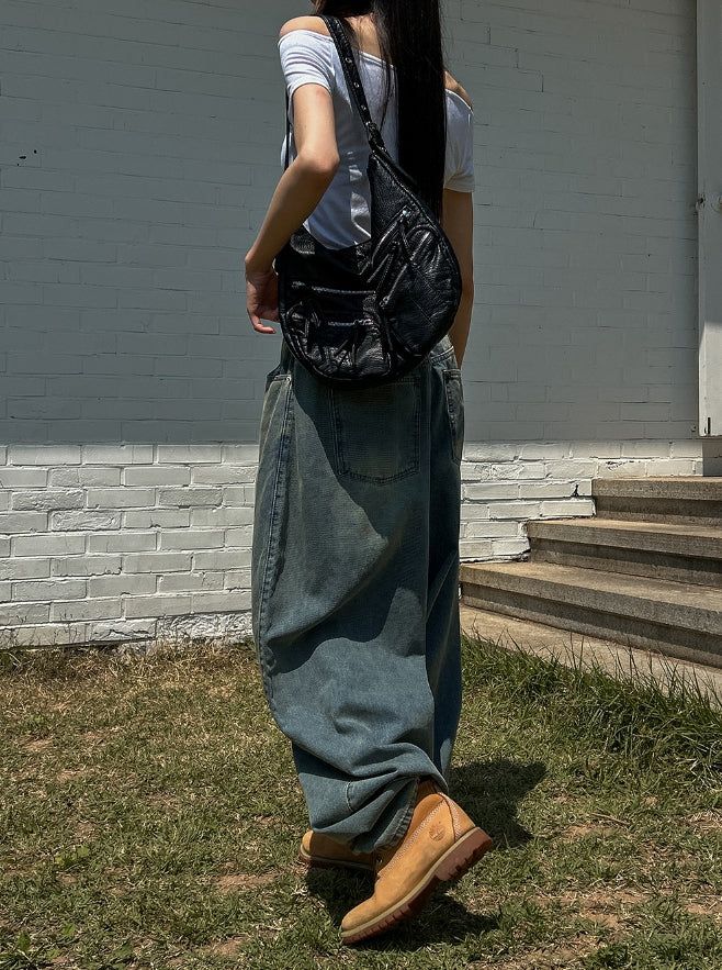 Fit String Banded Balloon Denim Pants